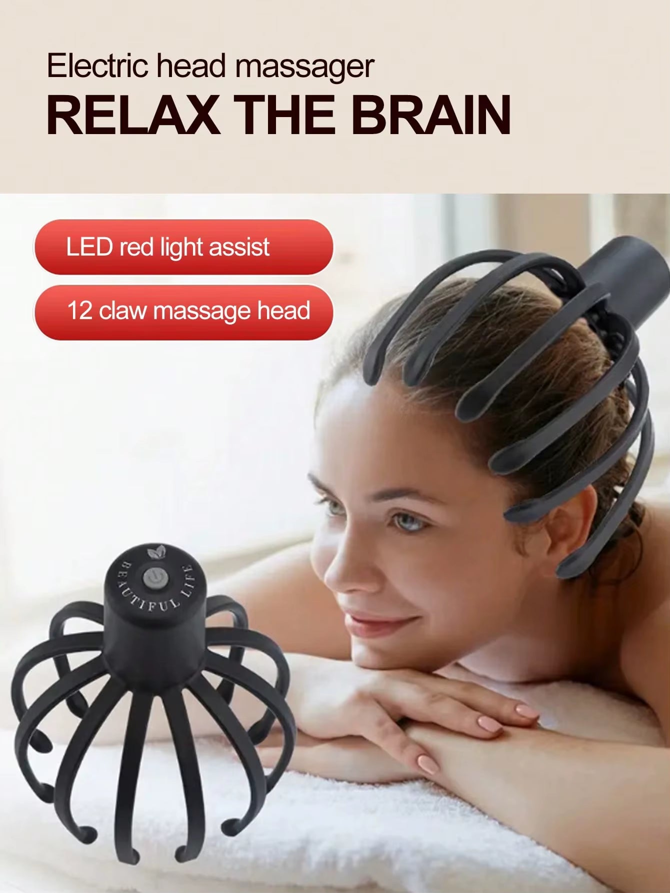 Revitalize Your Mind and Body with the Intelligent Electric Octopus Head Massager - Ultimate Scalp Relaxation & Meridian Therapy Device!